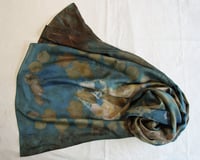 Image 1 of Leafy Iridescence  - Ecoprint and Botanical dyed silk scarf