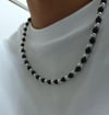 Silver and Black Acrlic Pearl Necklace 