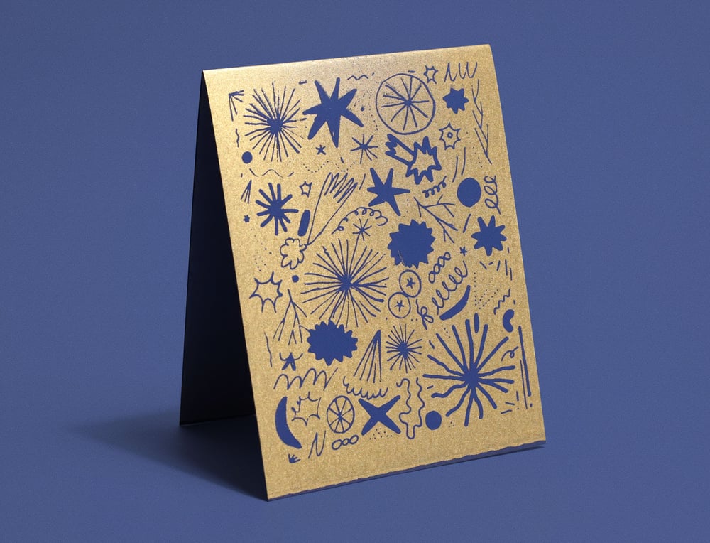 Image of GOLD AND BLUE WISH CARD