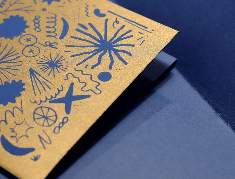 Image of GOLD AND BLUE WISH CARD