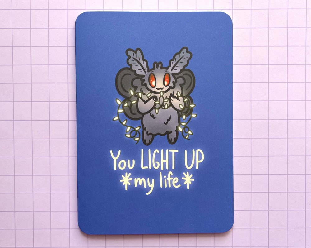 Image of String lights mothman card