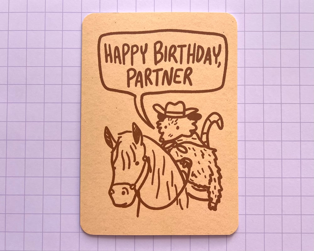 Image of Cowboy possum birthday card