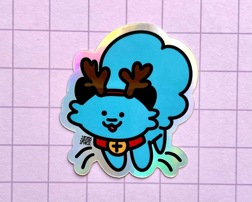 Image of Holiday reindeer Bembo holographic sticker