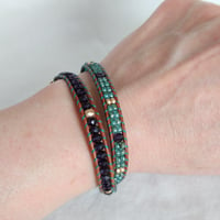 Image 3 of Purple and Green Double Wrap Bracelet