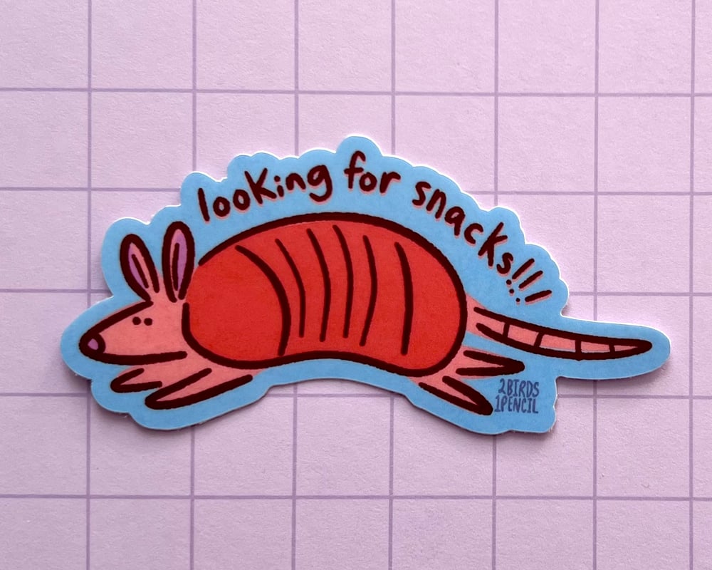 Image of Snackin' armadillo vinyl sticker