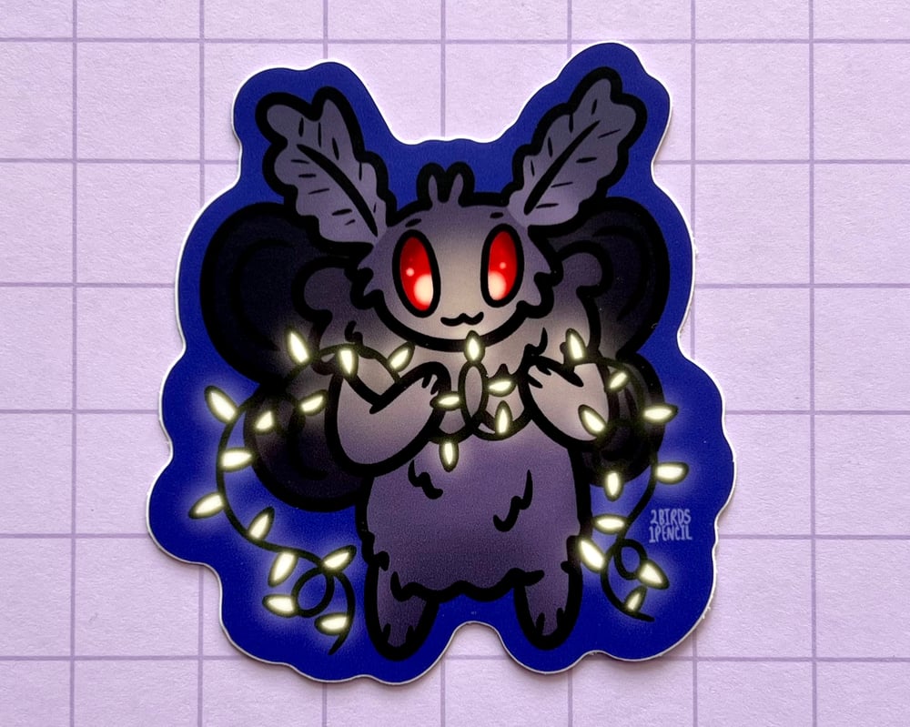 Image of String lights mothman vinyl sticker