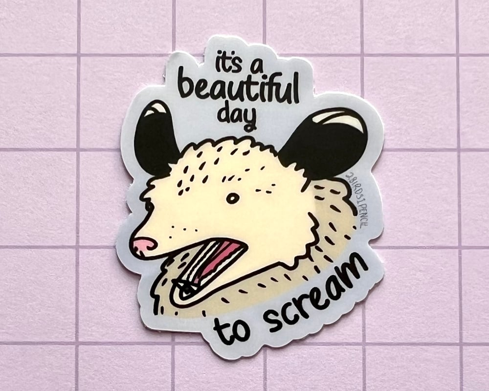 Image of Screaming possum mini vinyl sticker