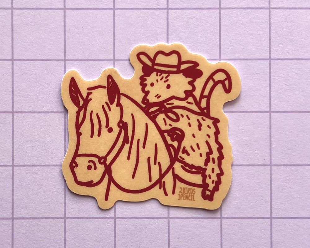 Image of Cowboy possum mini vinyl sticker