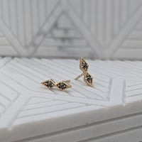 Image 4 of Double Star Studs - Gold + Black Diamond