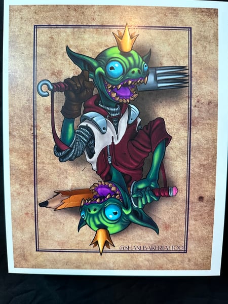 Image of Creature king card print