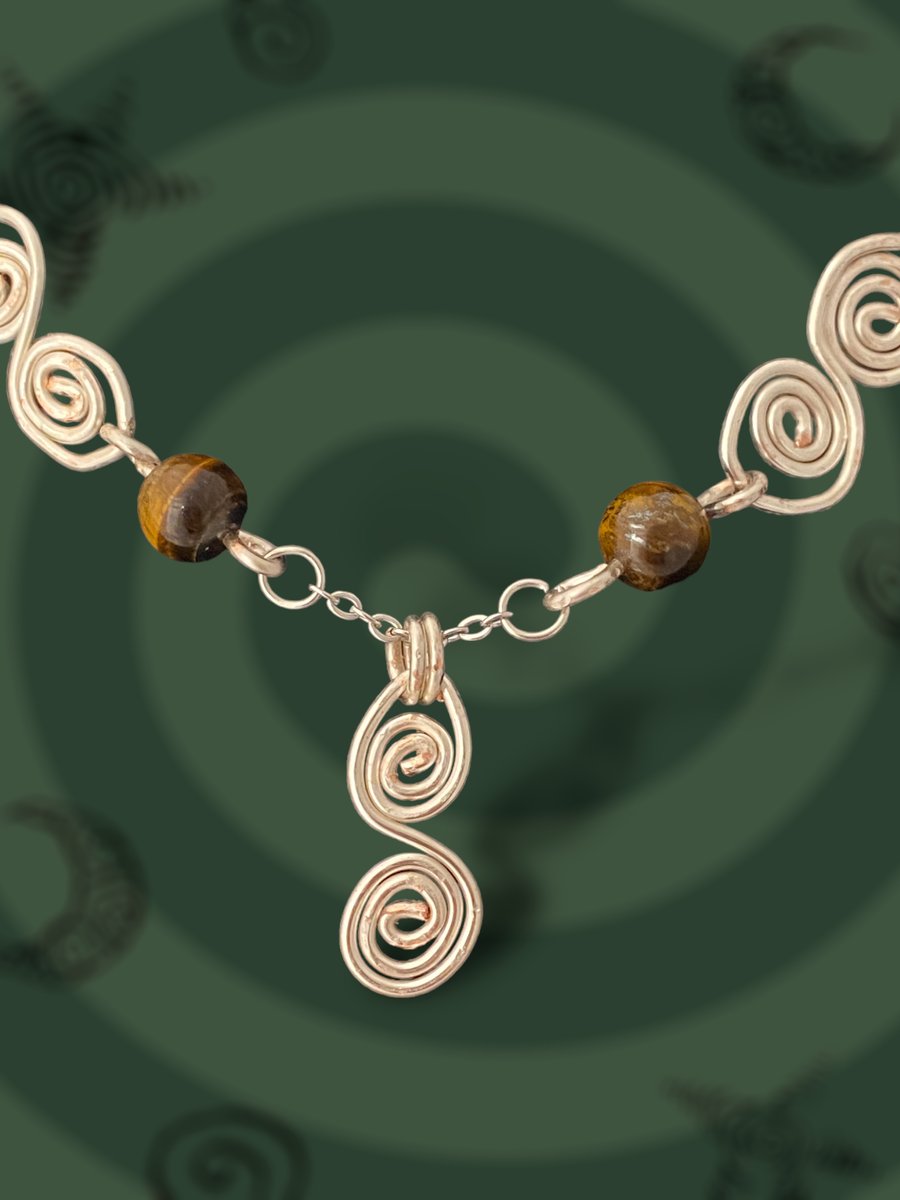 Image of 𖦹 TIGERS EYE SPIRAL CHAIN NECKLACE 𖦹