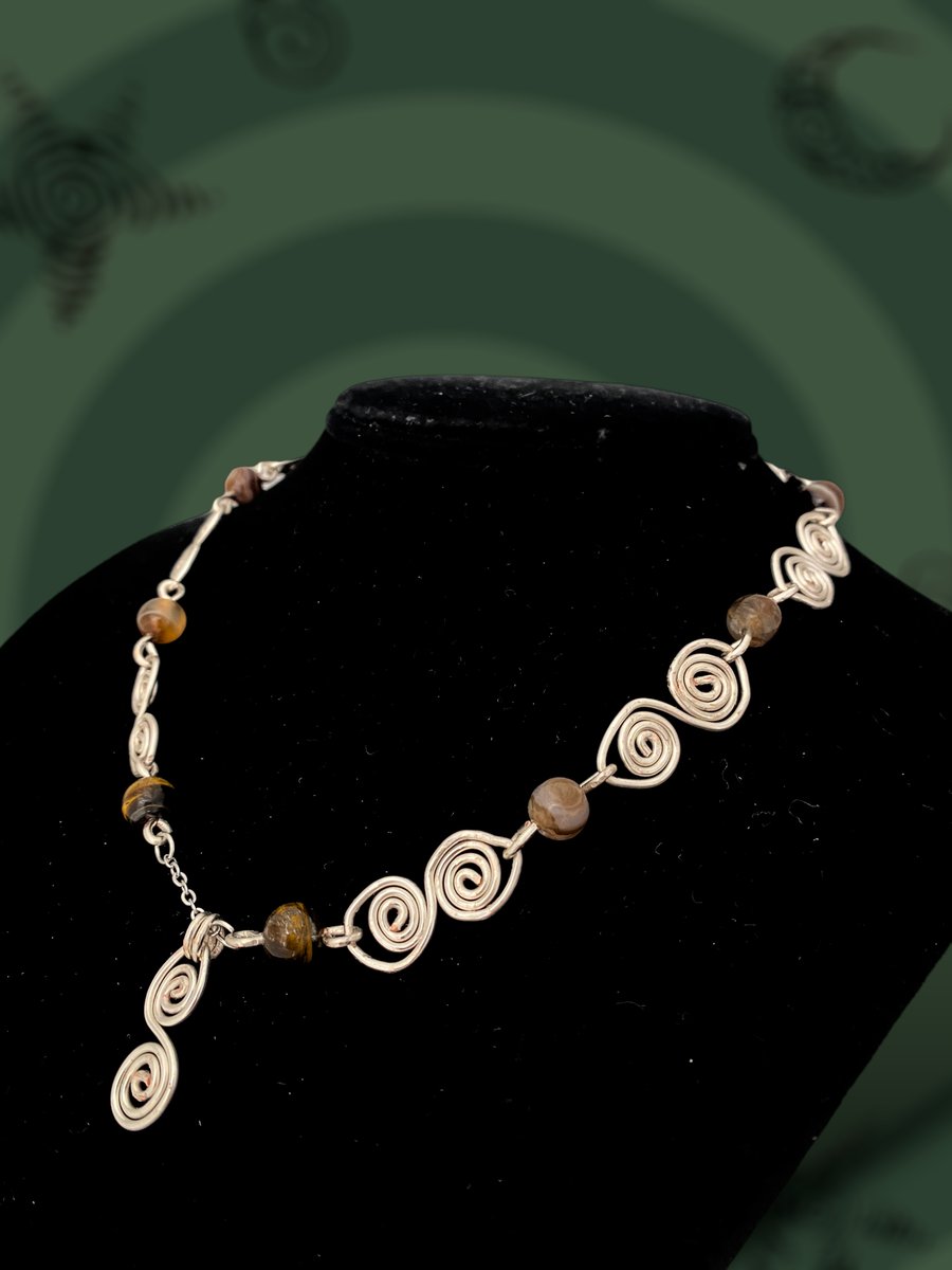 Image of 𖦹 TIGERS EYE SPIRAL CHAIN NECKLACE 𖦹