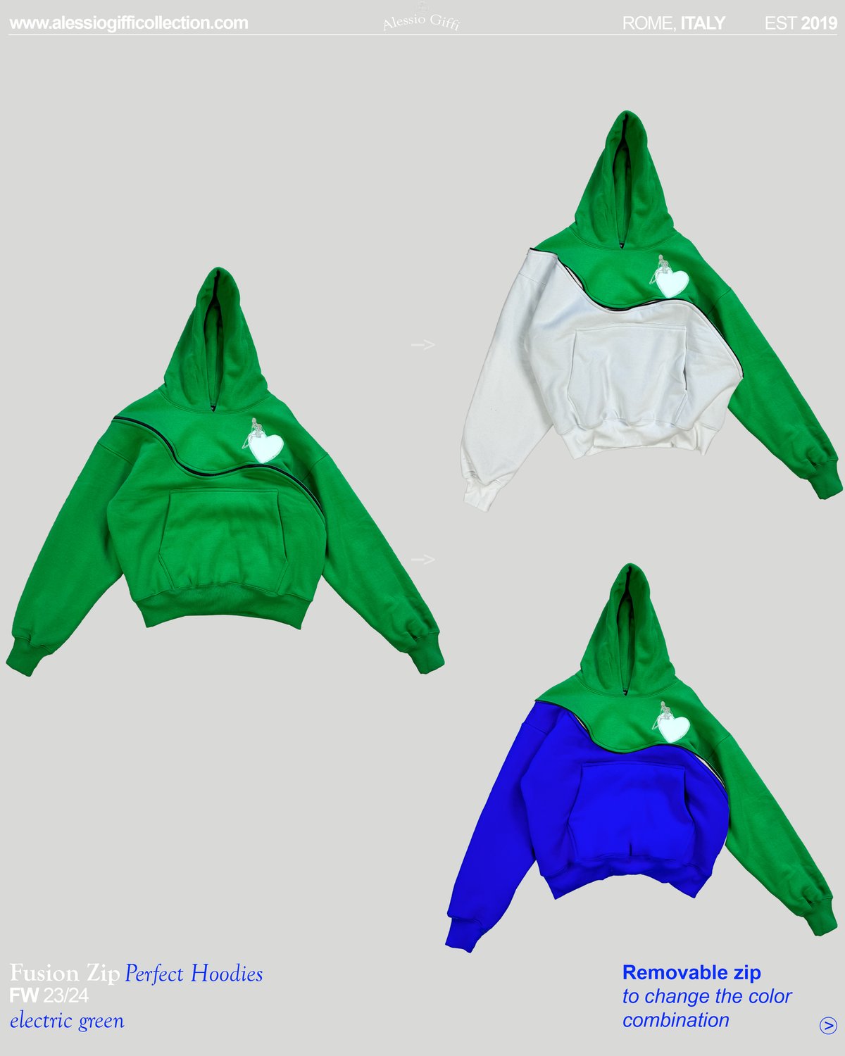 Image of Fusion Zip Perfect Hoodie - Electric green