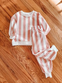 Image 3 of Pink & white stripe lounge set