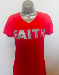 Image 1 of Red Bling Faith Shirt