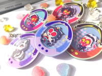 Image 2 of PREORDERS Helluva Boss Tamagotchis Acrylic Shaker Keychains