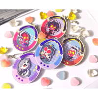 Image 1 of PREORDERS Helluva Boss Tamagotchis Acrylic Shaker Keychains