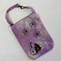 Image 1 of Butterfly and Flowers mauve - phone utility purse