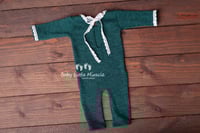 Image 5 of Newborn romper with lace green