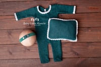 Image 1 of Newborn romper with lace green