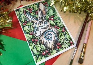 Image of Festive Hare - Card