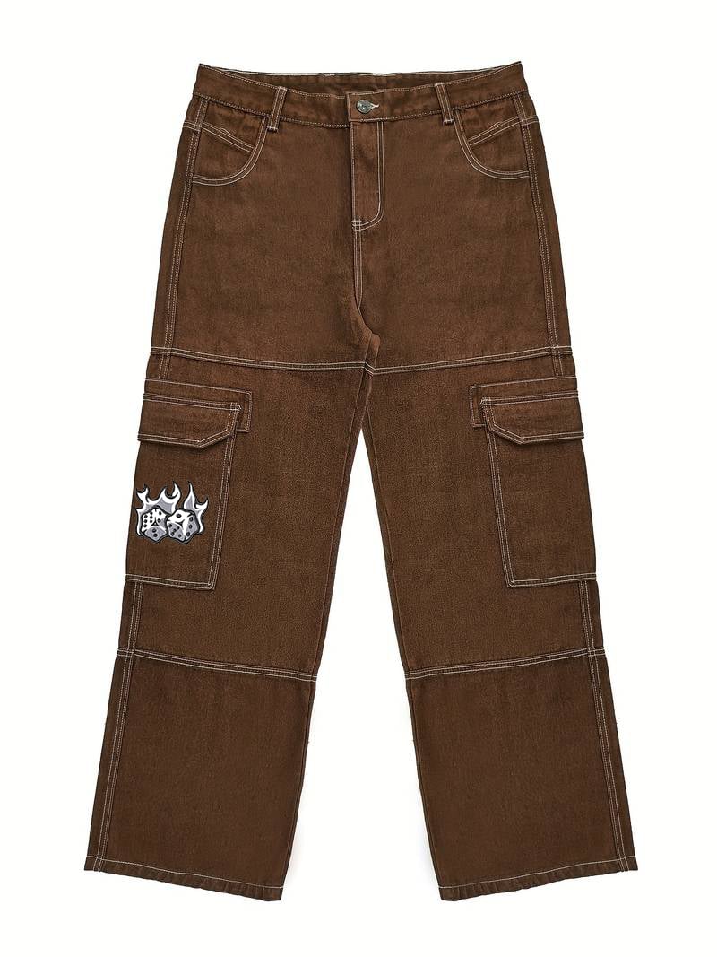 Image of BROWN CARGO DICE PANTS