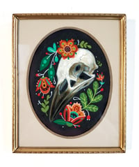 Image 1 of Crow Skull in gold frame