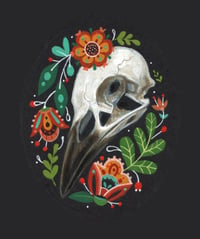 Image 2 of Crow Skull in gold frame