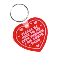 Image 2 of Please Be Nice To Me Heart Keychain