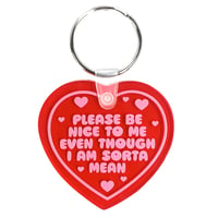 Image 1 of Please Be Nice To Me Heart Keychain