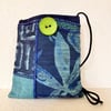 Collage Art Purse - blue floral, tweeds, modern abstract