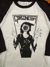 Gorgonessa 3/4 sleeve raglan baseball tee. 