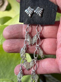 Image 1 of Fleur Convertible Sterling Stud and Grossular Garnet Shoulder Duster Earrings