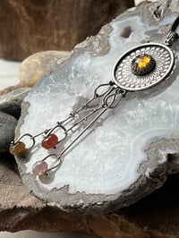 Image 1 of Sterling Silver, Honey Quartz & Tourmaline Drop Necklace