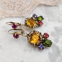 Image 2 of Art Deco Filigree earrings - Topaz Swarovski Crystal dangle earrings