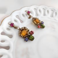 Image 3 of Art Deco Filigree earrings - Topaz Swarovski Crystal dangle earrings