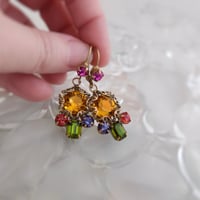 Image 4 of Art Deco Filigree earrings - Topaz Swarovski Crystal dangle earrings