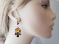 Image 5 of Art Deco Filigree earrings - Topaz Swarovski Crystal dangle earrings