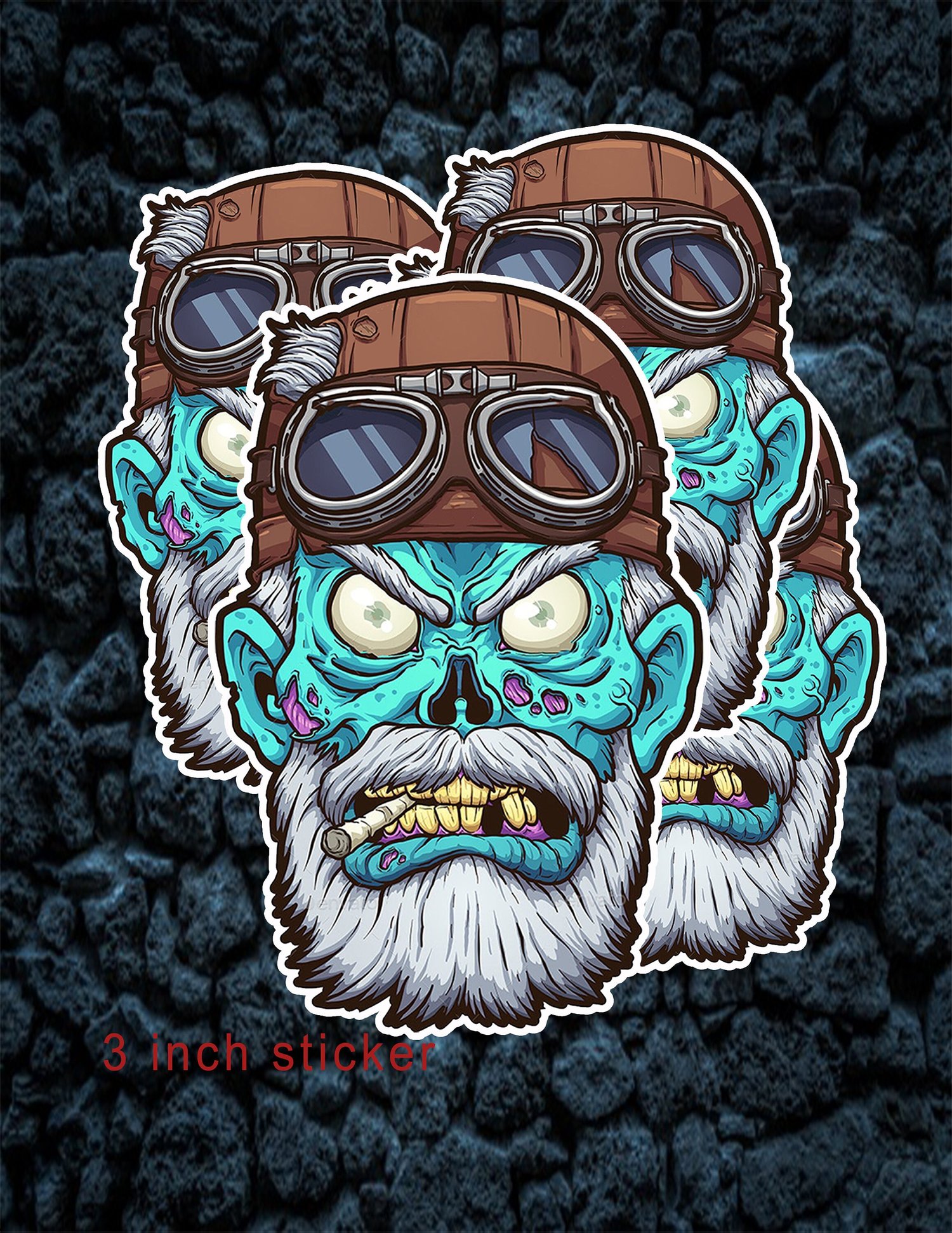 Image of zombie biker sticker-decal-tumbler-laptops-gift-grumpy biker.hard hat.