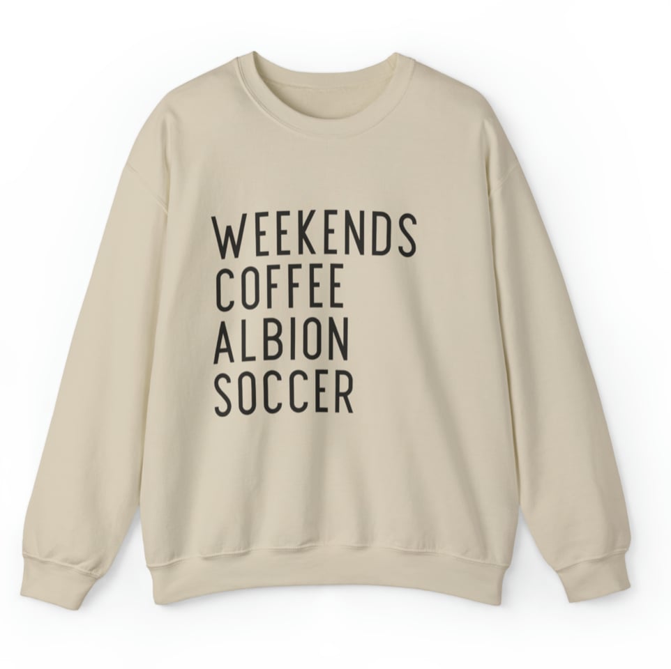 Image of ADULT: Weekends Coffee Albion Soccer Crewneck Stone