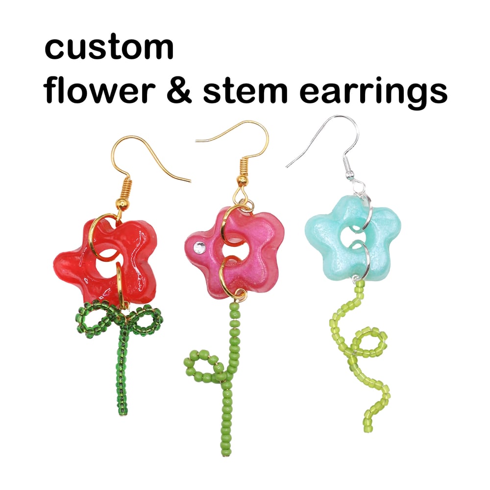 Image of Custom Flower & Stem Earrings