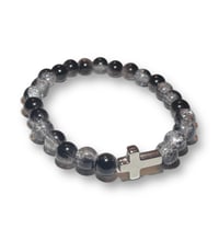 Black bracelet with silver cross