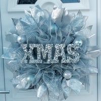 Image 3 of Silver Xmas Wreath, Wall Decor, Silver Door Wreath