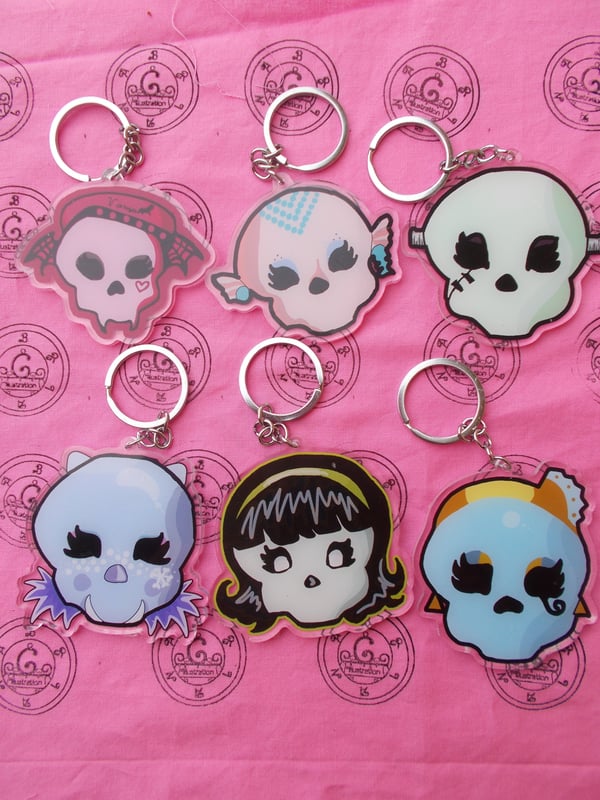 Image of 3" Monster Girl Skull Keychains