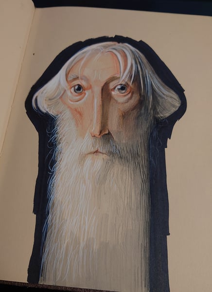 Image of Old Man with Beard Drawing