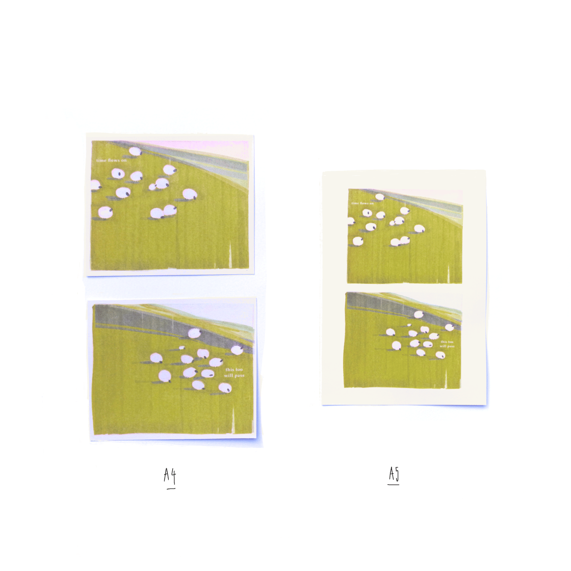 Image of sheep field risograph print
