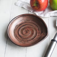 Image 1 of Large Spoon Rest in Copper Metalic Glaze, Cooking Station Dish, Made in USA