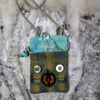 Seedpod teal and ochre - Amulet pouch
