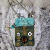 Image 2 of Seedpod teal and ochre - Amulet pouch