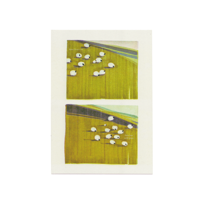 Image of sheep field risograph print